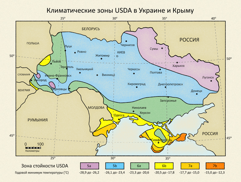Карта климатических зон Украины и Крыма